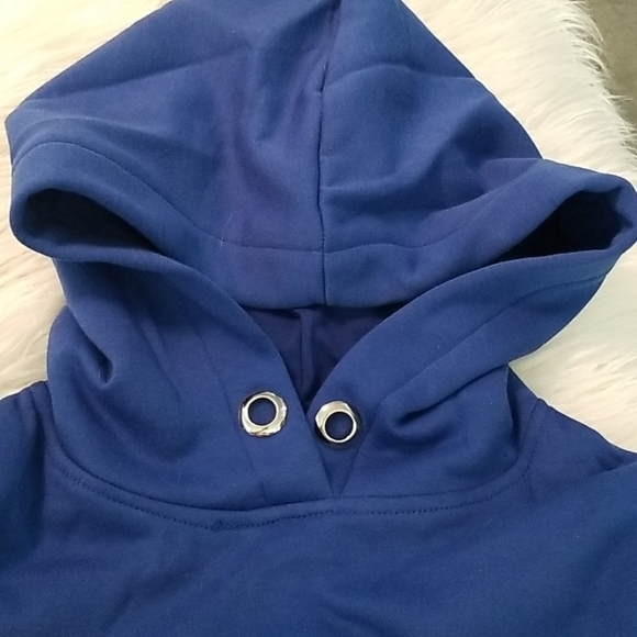 Blue cropped oversized hoodie sweatshirt - Picture 9 of 9